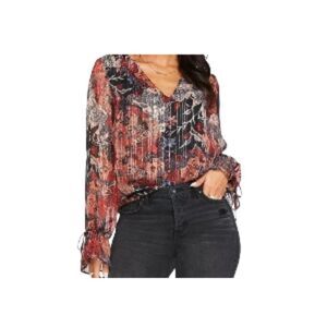 Jessica Simpson Aurora Printed Top In Autumn Memories Macadamia Small NWT